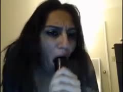 Deepthroating a dildo on video with a filthy amateur Delhi milf